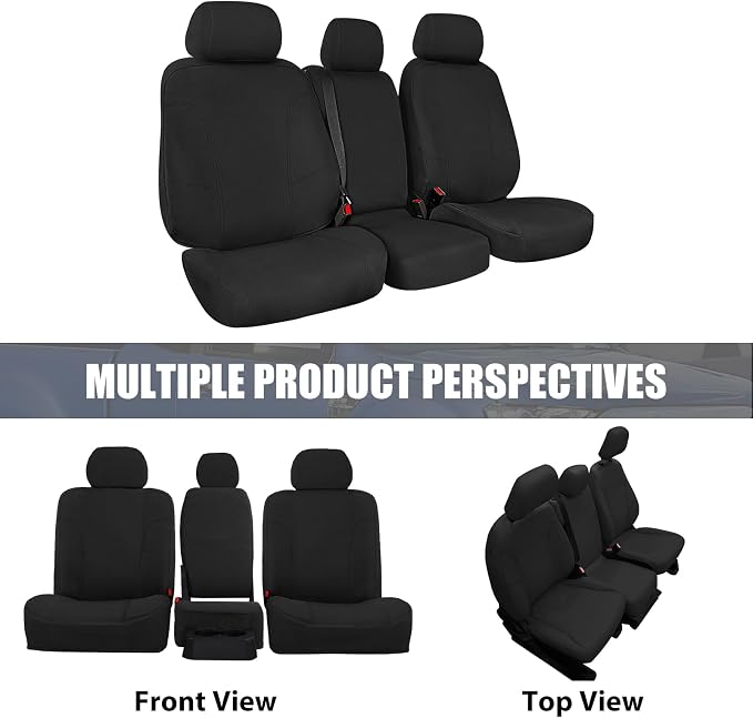 SAPUBK Custom-Fit Front Seat Covers Replace for 2011-2014 Ford F150-F550 40/20/40 Split Seat with Opening Center Console, Premium Neoprene with Composite Soft Foam Lining Breathable Seat Cover