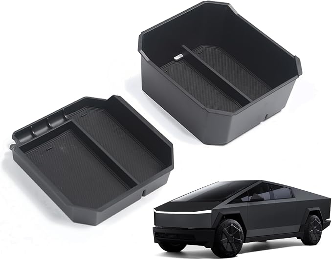 Tlyard Double Layer Center Console Organizer for Tesla Cybertruck 2024 2025 2026, 2pcs ABS Console Tray Insert storage box for Cybertruck Accessories