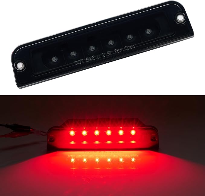 Third 3rd Brake Light LED for 1997-2006 Jeep Wrangler, High Mount Rear Brake Lights Assembly for 97-06 Wrangler TJ, Waterproof Center Cab Lamp Stop Light