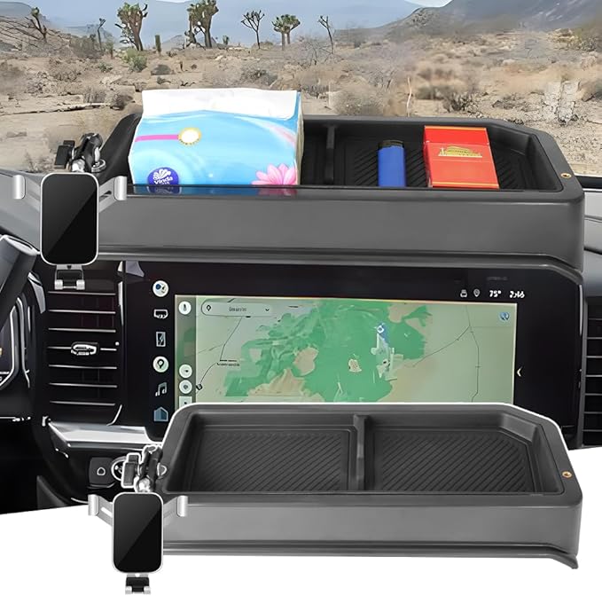 Car Phone Holder Center Console Organizer Tray for 2022 2023 2024 2025 2026 Chevy Chevrolet Silverado/GMC Sierra [13.4-inch Screen] Auto Accessories Best Cell Phones Mount Mobile Cellphone Stand