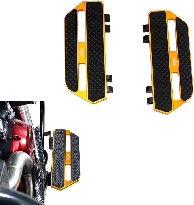 9.5" & 3.6" Rider's Smaller Floor Board, Foot Pedal Floorboard, Aluminum & Silicon Rubber, Compatible with 2024, 2025 CVO Road Glide ST, CVO Street Glide ST, (Gold)