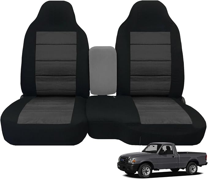 SAPUBK Custom-Fit Front Seat Covers Without Console Replace for 2004-2012 Ford Ranger Pickup 60/40 High Back Seats, Knitted Fabric Composite Soft Foam Lining Airmesh Breathable Seat Cover Cushion
