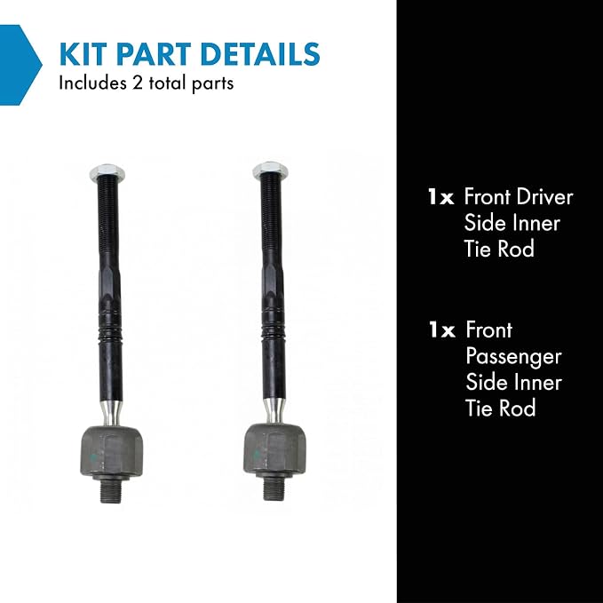 TRQ Front Inner Tie Rod Set 2 Piece Compatible with 2013-2019 Cadillac ATS