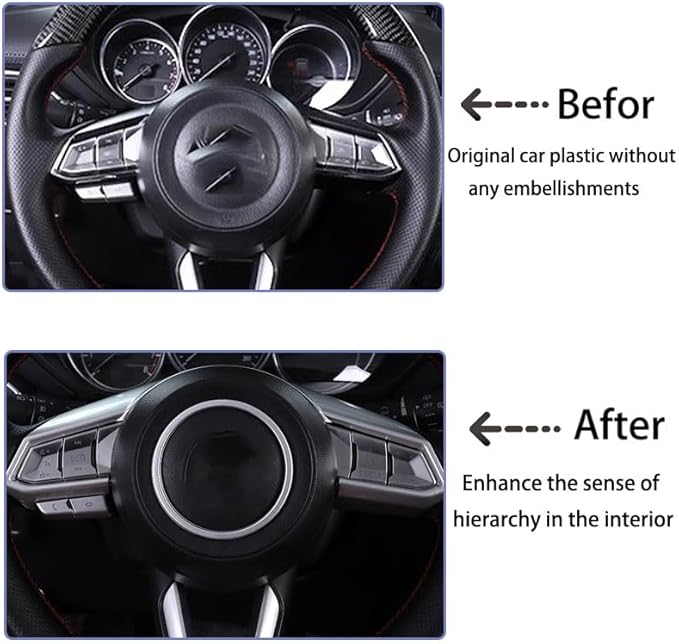 Car Accessories Fit for Mazda CX-5 CX5 2017-2023 for CX9 2016-2023 ABS Interior Steering Wheel Trim (Matte Silver) 1PC Set
