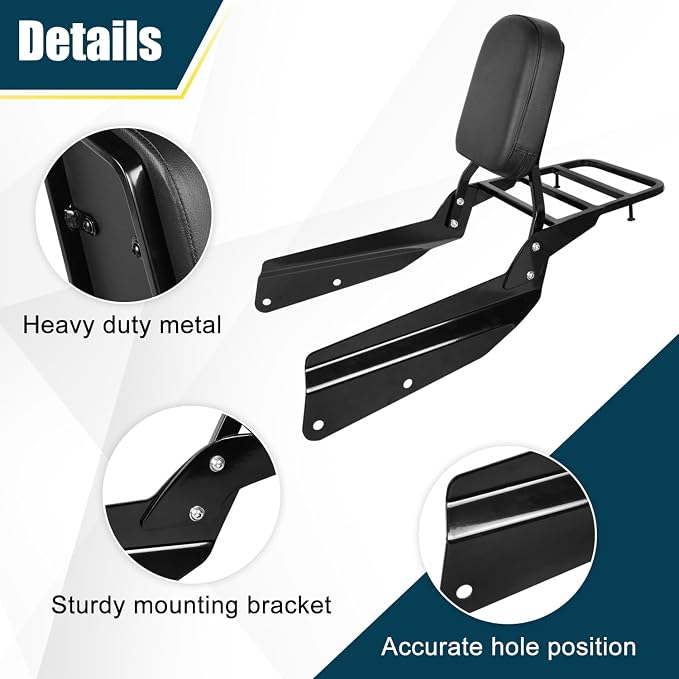 Motorcycle Passenger Backrest Sissy Bar With Back Rest Cushion Pad And Luggage Rack Compatible With For Honda VTX1300 VTX1800 N/R/S/T 2002-2009 Backrest