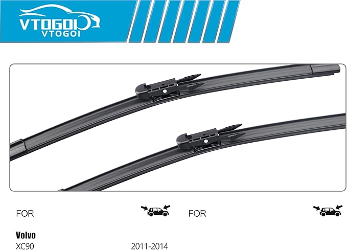 OEM Windshield Wiper Blades Replacement for Volvo XC90 2011 2012 2013 2014, All Weather Original Factory Quality Front & Rear Wipers Set 24"+22"+14" (Pack of 3)
