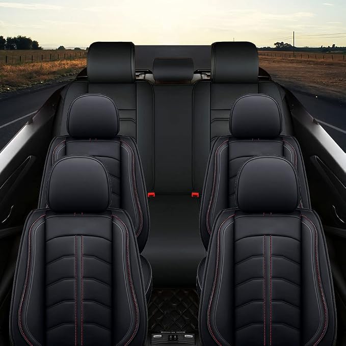 Car Seat Cover 7 Seats for Toyota Highlander 2001-2026, Durable Wear Resistant Waterproof Seat Cover, Breathable No Odor Premium Leather Vehicle Interior Accessories.(7 Standard,Black)