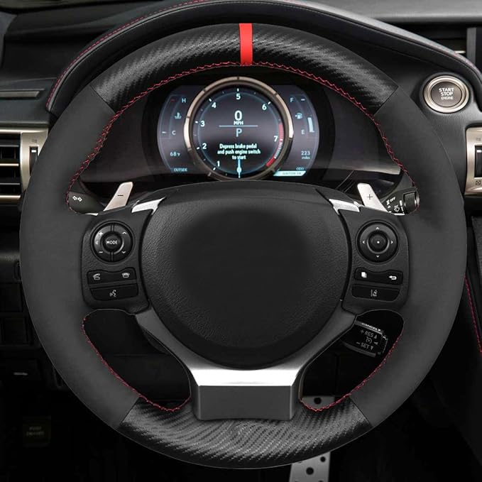Car Steering Wheel Cover for 2015 Lexus IS250 F Sport is350 2008 Lexus is 350 F SPOR Base Model GS F 2016 is 200t 2014 Base Model RC CT 200h 2017 NX 2021 Black Hand-Stitched Steering Wrap
