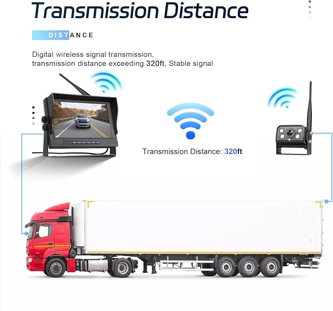 9 Inch Wireless Backup Camera for Truck RV Backup Camera Wireless, 4 Channels Split Screen, BSD Alert, Night Vision, IP68K Waterproof, for Truck, Pickup, Trailer, Cars - Parking Safety