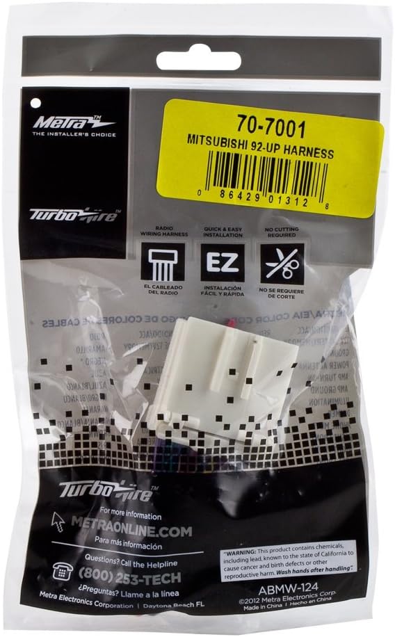 Metra 70-7002 Amplifier Bypass Harness for Select Mitsubishi Vehicles & Metra 70-7001 Radio Wiring Harness for Mitsubishi 1992-Up,Black