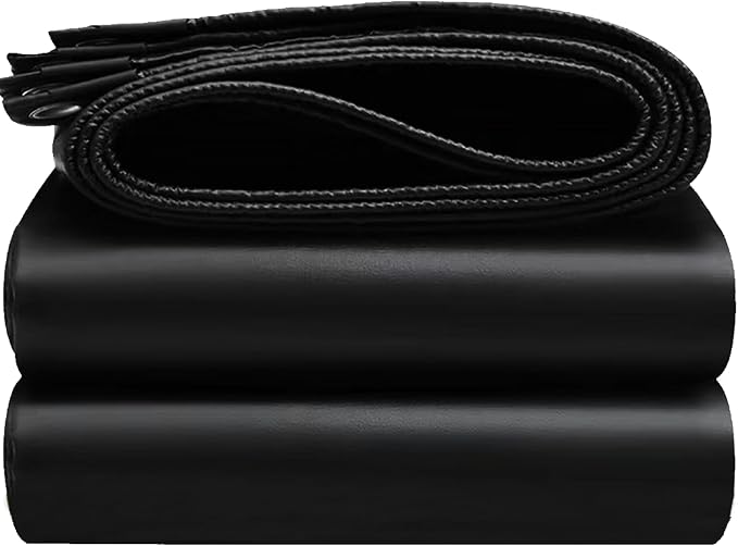 6x8FT Tarps Heavy Duty Waterproof, 16 Mil Black Heavy Duty Tarps with Grommets Reinforced Edges, UV Resistant Tear&Fade Resistant Covers for Camping Patio Roof Boat Outdoor