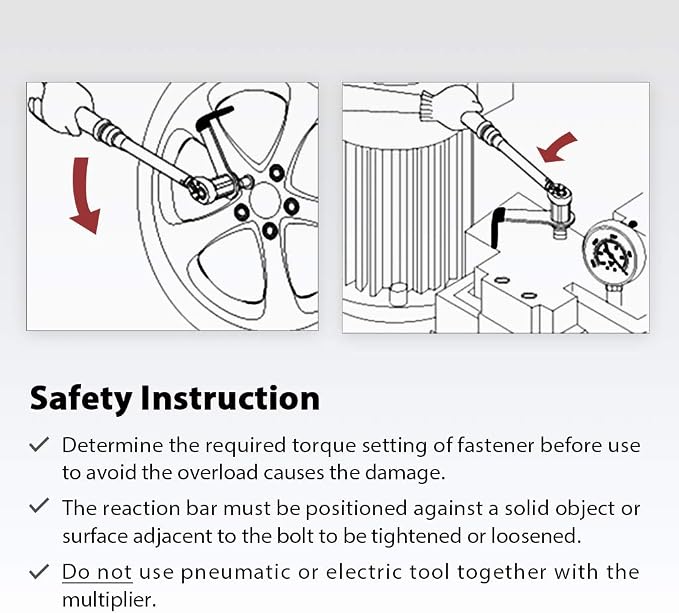 FIRSTINFO F3220DF - 800 N.m. (590 Ft-lbs) Manual Torque Multiplier 3.4:1 Wrench, 1/2 inch Drive (Female/Input) to 3/4 inch Drive (Male/Output) Adaptor, Max. 800 Nm Lug Nut/Labor Saving Tool