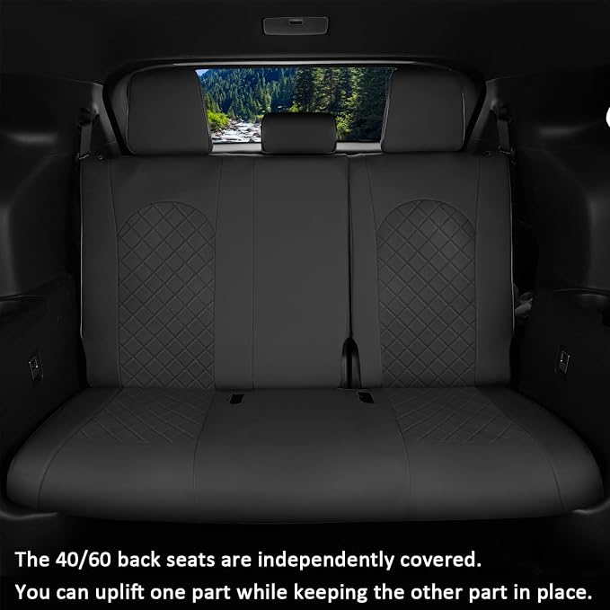 GIANT PANDA Full Set Car Seat Covers Fit for Toyota Highlander 2020 2021 2022 2023 2024 2025 2026 XLE/XSE/Limited/Platinum/Hybrid 2nd Row Captain Chair, 7 Seats, Three Rows, Faux Leather (Black)
