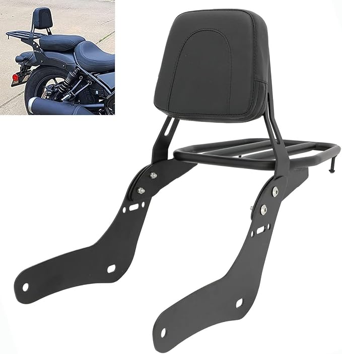 Passenger Sissy Bar with Luggage Rack Backrest Fit for Honda Rebel 1100 CMX1100 2021 2022 2023, Black