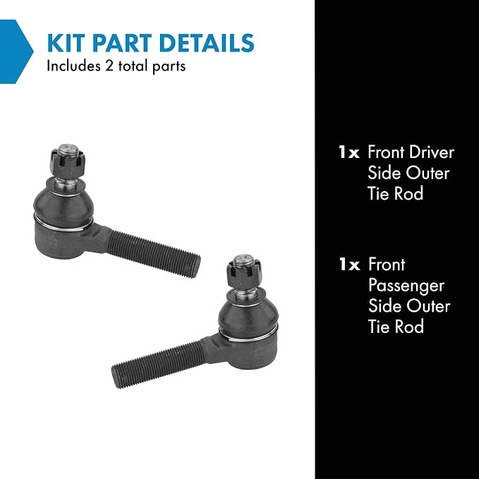 TRQ Front Outer Tie Rod Set 2 Piece Compatible with 1986-1995 Toyota 4Runner 79-95 Pickup 93-98 T100