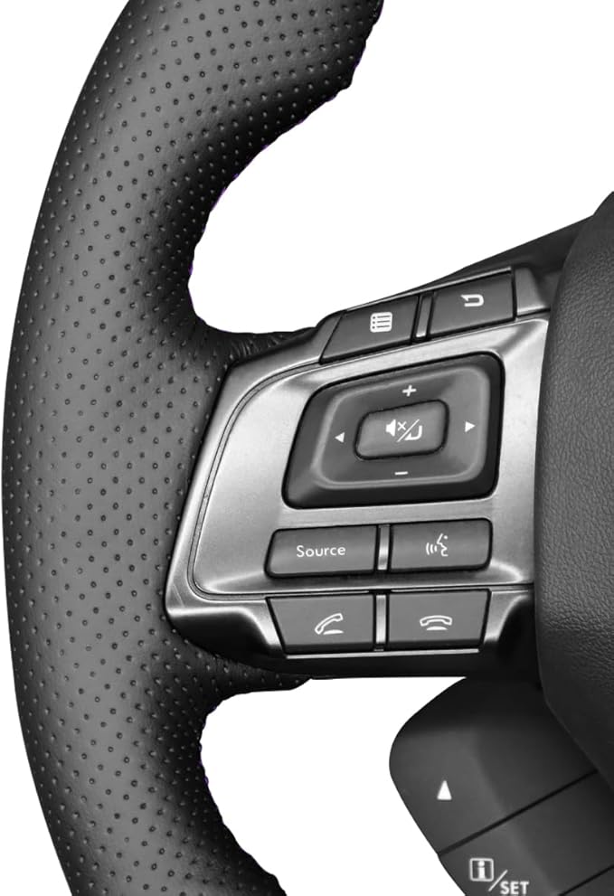 MEWANT DIY Steering Wheel Cover for Subaru WRX STI Levorg 2015 Made of Black Artificial Leather Matte PU Carbon Fiber