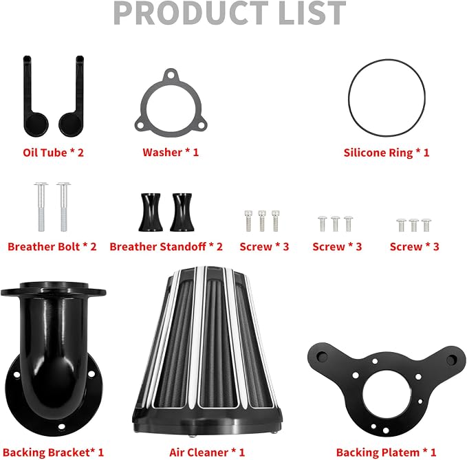 Air Cleaner Filter 90° Forward-Facing Intake Kit CNC Fit for Harley Touring Softail Dyna Sportster XL (Black Housing Grey Element, C For Touring 08-16,Softail 16-17,Trike 08-16)