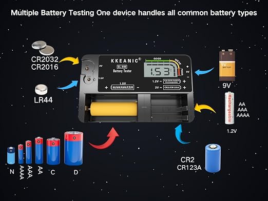 Battery Tester for AA AAA C D 9V & Case Household Batteries Battery Checker