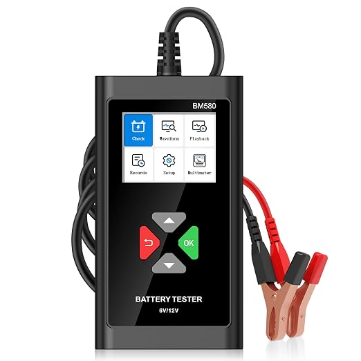 BM560 6V 12V Car Battery Tester, 100-2000 CCA Voltage Tester 2Ah-220Ah Digital Auto Battery Analyzer Internal Resistance Tester Automotive Alternator for Cars/Trucks/Motorcycles/Boats