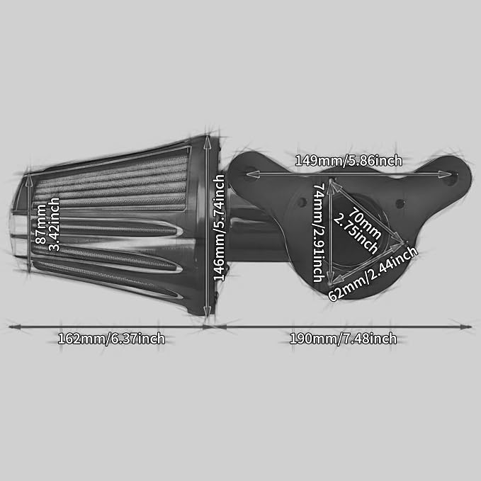 Motorcyle Air Cleaner Filter CNC 90° Forward-Facing Kit Fit for Harley Softail Touring Trike Sportster XL Dyna (Black Housing Grey Element, C For Touring 08-16,Softail 16-17,Trike 08-16)