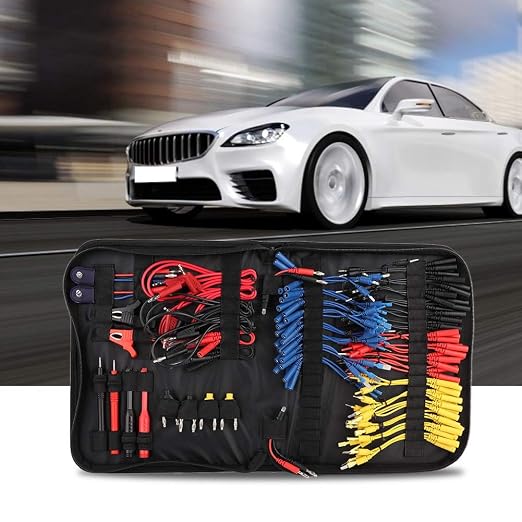 92Pcs Multifunction Automotive Circuit Test Leads Kit Diagnose Cables Wiring Accessories Kit with Carrying Bag Equipped with 2 Sets of LED Lights for European Japanese Made Terminals