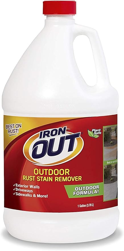 Iron OUT Liquid Rust Stain Remover, Pre-mixed, Quickly Removes Rust Stains from Concrete, Vinyl and Other Outdoor Surfaces, No Scrubbing, Safe to Use, 2 Gallons