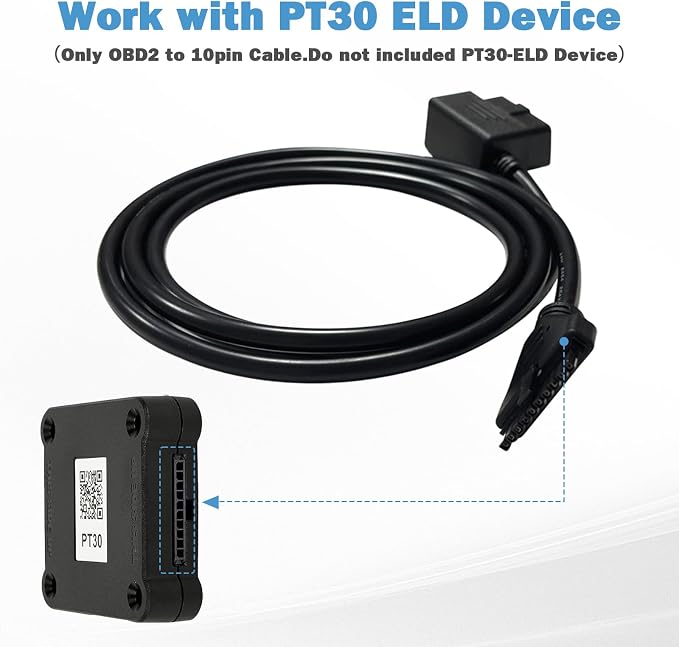 OBD2 16 Pin to 10 Pin Diagnoatic Cable Adapter,Compliant ECM w/DOT,Compatible with PT30 ELD Logbook for Freightliner, Ken Worth, Peterbilt,Westernstar Trucks,Work with ELD Devices for Truckers