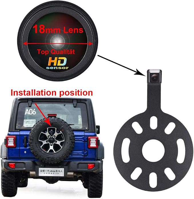 1280 * 720 Pixels car Rear View Backup Camera Replacement for Jeep Wrangler Willys Unlimited Sahara Spare tire Rubicon 2007-2015 Parking Reverse Vehicle Camera Waterproof