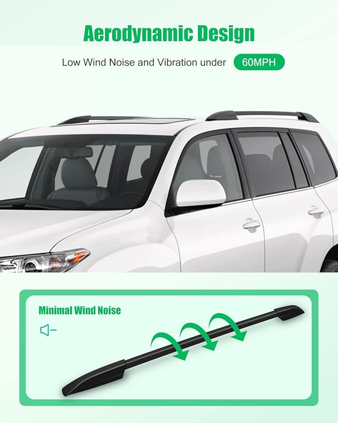 SCITOO fit for 2008 2009 2010 2011 2012 2013 for Toyota for Highlander Sport Utility Aluminum Alloy Roof Top Side Rails Set Rock Rack Side Rails