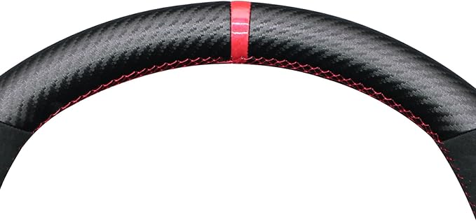 MEWANT Hand Stitch Black Matte PU Carbon Fiber Woven Embossed Athsuede Steering Wheel Cover for Subaru WRX STI 2015-2021