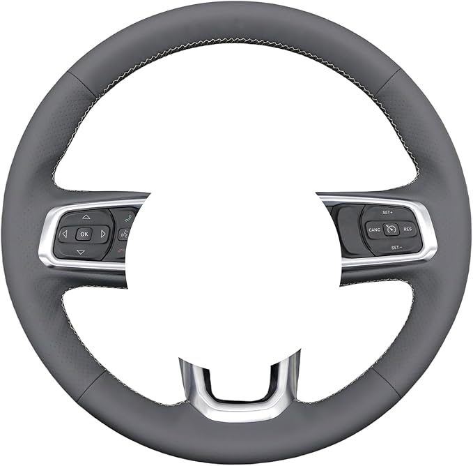 MEWANT Steering Wheel Cover for Jeep Gladiator (JT) 2020-2024 / Wrangler (JL) 2019-2024 / Wrangler Unlimited 2018-2023 Hand-Stitched Leather Car Steering Wrap for Jeep