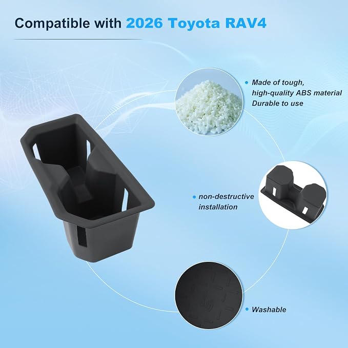 BIXUAN (2PCS) 2026 RAV4 Cup Holder Insert For 2026 Toyota RAV 4 Console Cup Holder+Rear Row Seat Cup Holder Silicone Drink Cup Holder Liner Waterproof Anti-Slip Easy to Clean 2026 RAV 4 Accessories