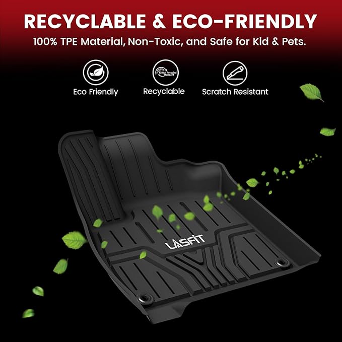LASFIT Floor Mats for Honda CR-V CRV 2022 2021 2020 2019 2018 2017 (Gasoline & Hybrid), All Weather Custom Fit TPE Floor Liners, 1st & 2nd Row, Black (EX/EX-L/LX/Touring/Sport/Special Edition)