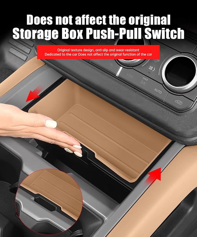 Center Console Storage Box for 2025-2026 Land Rover Defender 90 110 130 Center Storage Box Pad Interior Organizer Tray Storage Box Silicone Trim Tuning Supplies Accessories (Dark Beige)