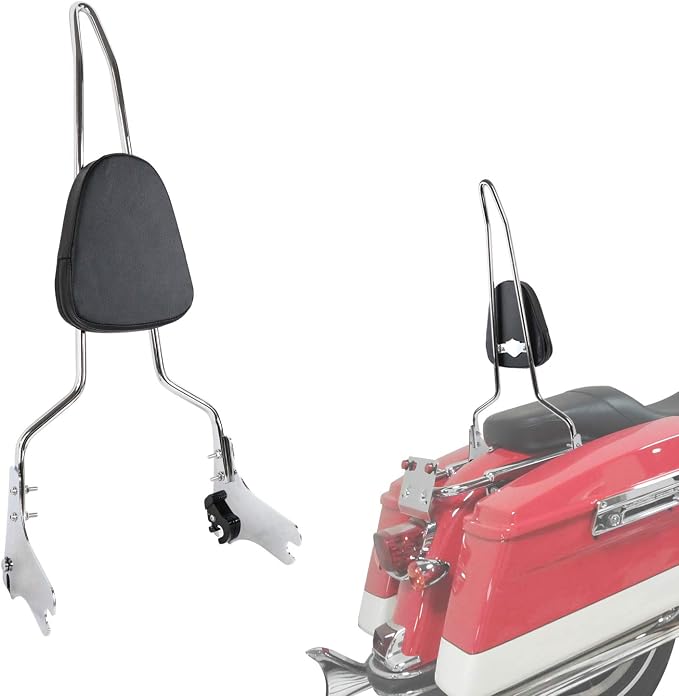 AUFER Detachable Rear Passenger Backrest Sissy Bar With Back Rest Cushion Pad Compatible With For Harley Touring Road King Street Glide Electra Glide Road Glide FLHR FLHX FLHT FLTR 1997-2008