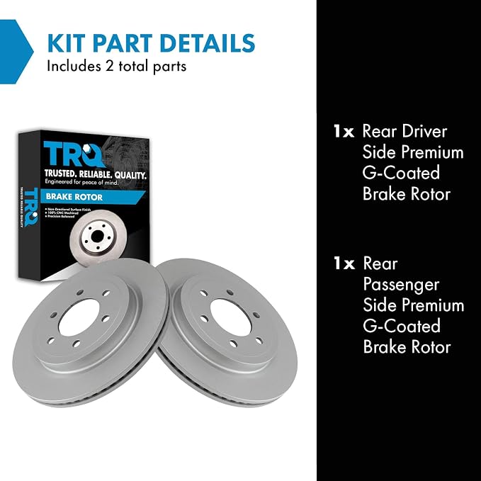 TRQ Rear Brake Rotor Set G Coated Vented Compatible with 2018-2021 Ford Expedition 2018-2020 F-150 2018-2021 Lincoln Navigator