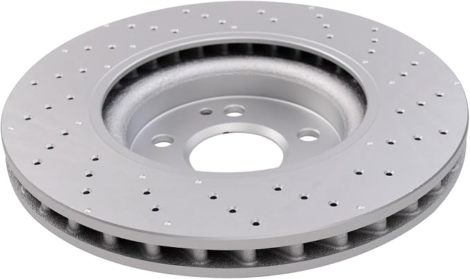 TRQ Front Brake Rotor Set Coated Drilled Compatible with 2014-2019 Mercedes-Benz CLA250 with Sport Package 2015-2020 GLA250 with Sport Package