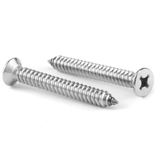 #14 x 1-1/2" Wood Screw 100Pcs 18-8 (304) Stainless Steel Screws Flat Head Phillips Fast Self Tapping Drywall Screws by SG TZH