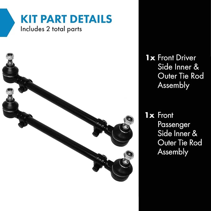TRQ Front Inner and Outer Tie Rod Assembly Driver and Passenger Side Compatible with 1982-1997 BMW 5 Series 6, 7 Series