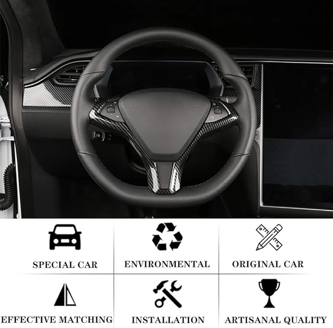 OBL Car Steering Wheel Frame Trim Cover for Tesla Model X Model S 2016-2020 Interior Accessories ABS Imitation Carbon Fiber Inner Decoration