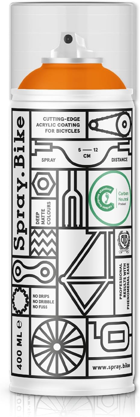 Spray.Bike Spray Paint | Designed Mainly for Bicycles | Multi-Use Acrylic Spray Paint for Metal, Plastic | High Coverage Bike Paint, 400ml, Meise Orange