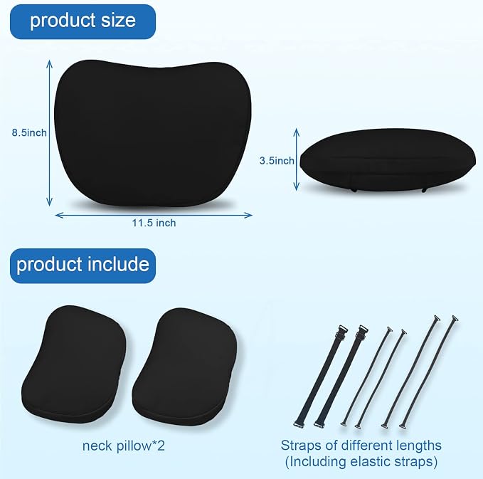 2 Pack Car Headrest Neck Pillow for Tesla Model 3 Model Y Model S Model X Accessories,Car Seat Pillow Head Neck Rest Cushion(Upgrade Black)