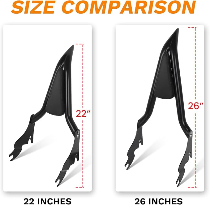 2009-2025 Sissy Bar for Harley Davidson Touring, 26'' Detachable Rear Passenger Backrest for Road King, Road Glide, Street Glide, Ultra Limited, Electra Glide, CVO, Ultra Classic Electra Glide