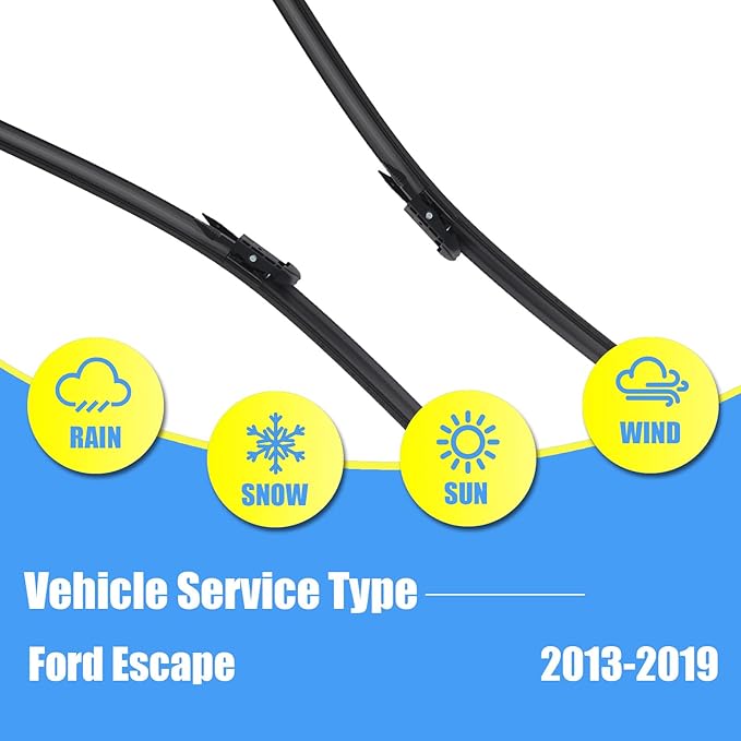 Gavimnal® 28"+28"+11" Silicone Wiper Blades Replacement For Ford Escape 2013-2019,All-Season Front Rear Windshield Wiper Blades(Set of 3)