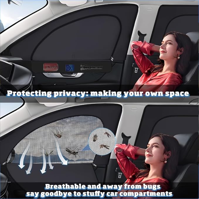 Custom-Fit Car Ranger2019-2025 Side Window Sunshade, Rear Baby Car Sunshade, Double-Layer Mesh & Oxford Cloth with Zipper, Privacy Cover/Insect Screen for Camping, UV Protection, Easy Installation