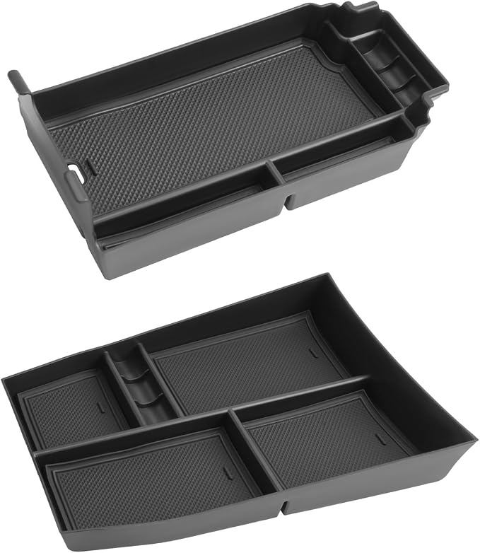 LUWU 2025 2026 Rogue Accessories for 2021 2022 2023 2024 2025 2026 Rogue Lower Center Console Tray Storage Box, Center Console Organizer Armrest Storage Box Black-trim 2-Pack