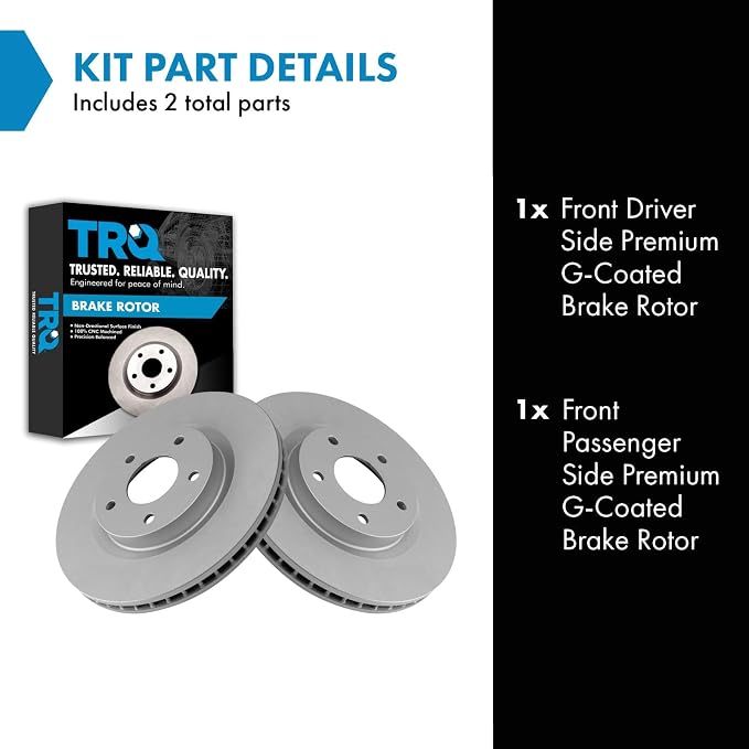 TRQ Front Brake Rotor Set G Coated Vented Compatible with 2008-2013 Nissan Rogue 2014-2015 Rogue Select 2007-2012 Sentra