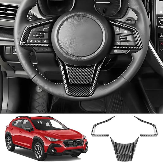 Carbon Fiber Style Car Steering Wheel Trim Cover Panel Accessories for Subaru Crosstrek 2018-2025，Forester 2019-2024，Impreza 2017-2025，Ascent 2019-2025，Legacy 2018-2025，Outback 2018-2025
