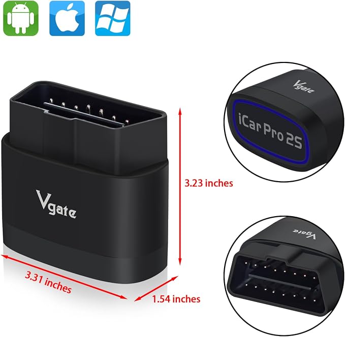 Vgate iCar Pro 2S Bluetooth OBD2 Scanner Fixd Car Diagnostic Tool Code Reader for Android & iOS & Windows, Black