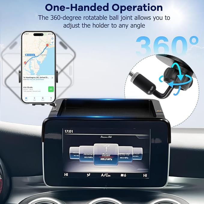 Car Phone Holder Compatible with Mercedes-Benz GLC-Class 2016-2019/C-Class 2015-2018 Accessories 7-Inch Screen Fixed Clip, Cell Phone Mount with Dash Tray Organizer Hands-Free 360° Rotation